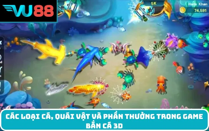 Các Loại Cá, Quái Vật và Phần Thưởng Trong Game Bắn Cá 3D