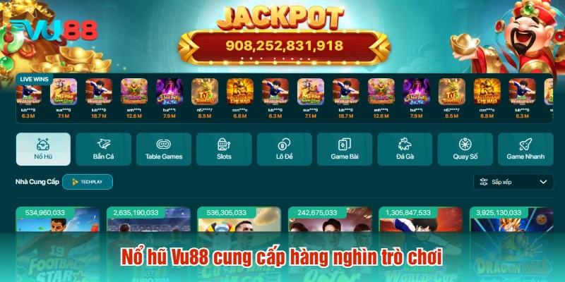 Nổ hũ Vu88 cung cấp hàng nghìn trò chơi
